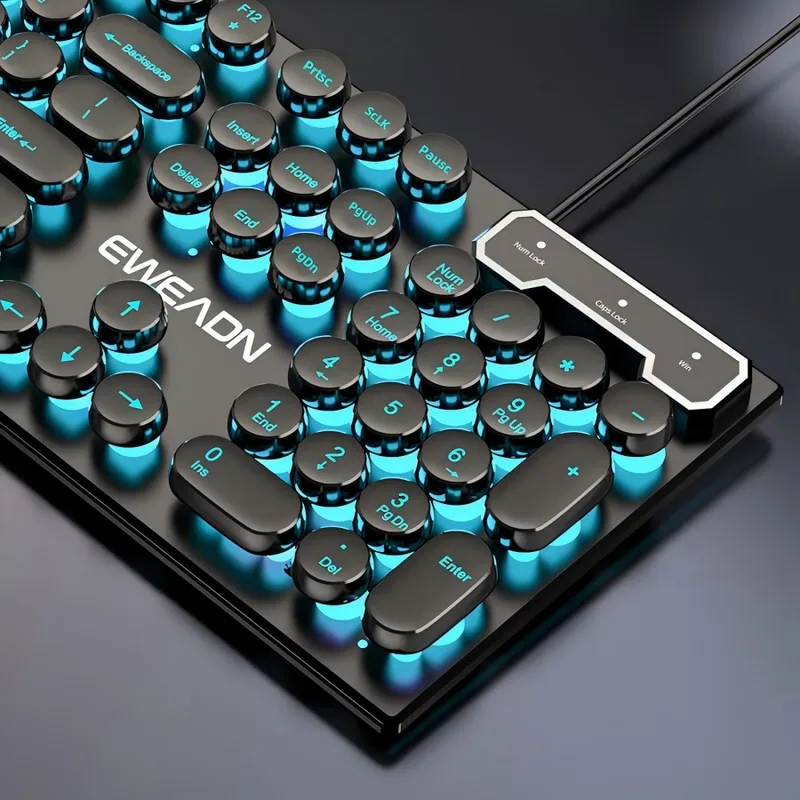 Pc Gaming Keyboard - Retro Punk Mechanisches Tastatur-Maus-Set Kabelgebunden Kabellos