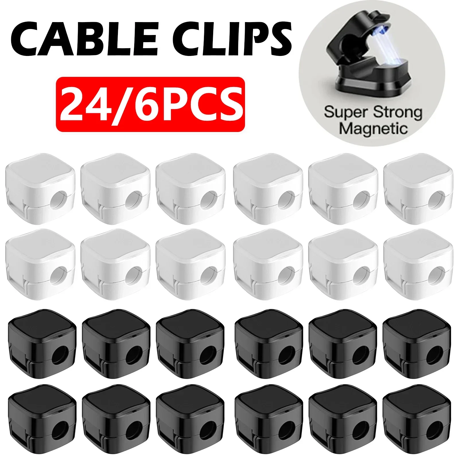 Cable Management Sleeve - 24/6PCS Magnetische Kabel Organizer Clips Kabel
